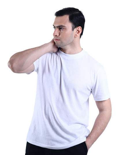 Men's Plain Crew Neck White T-shirt